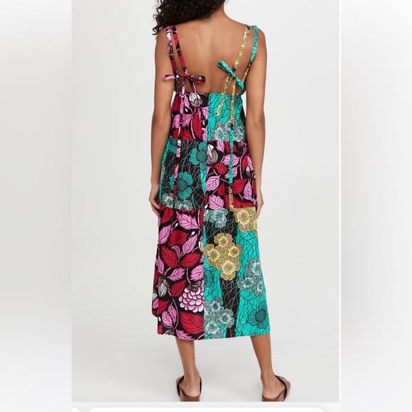 NWT MANGISHI DOLL Shopbop Multicolor Pattern Tie Strap Nala Midi Dress Size 4 - Picture 2 of 3